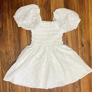 White eyelet Puff Sleeve Kids Dress